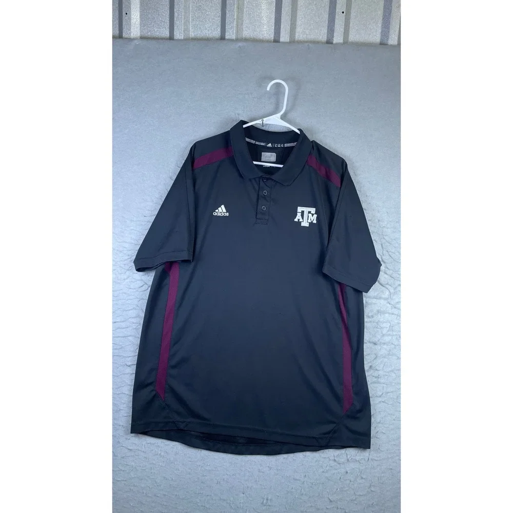 Adidas Polo Shirt Mens XL Black Excellent Texas A&M Aggies Clima Performance